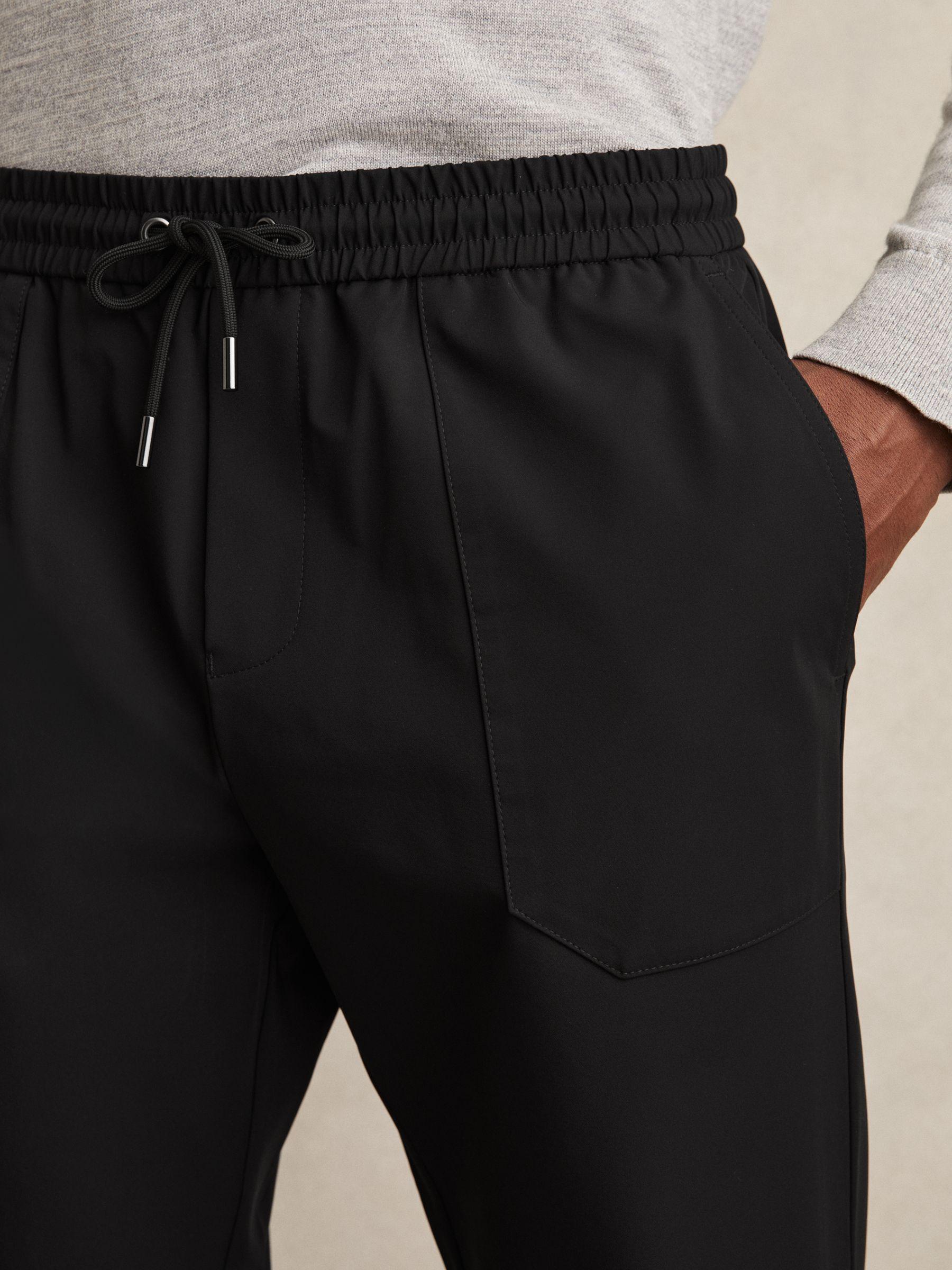 Drawstring Technical Cuffed Trousers in Black Product Image