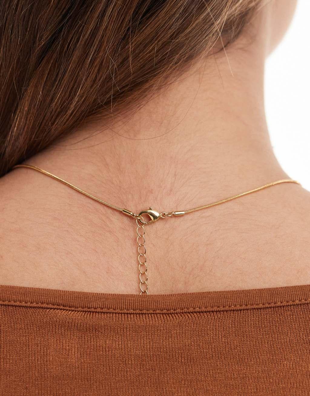 ASOS DESIGN 14k gold plated necklace with real tigers eye pendant Product Image