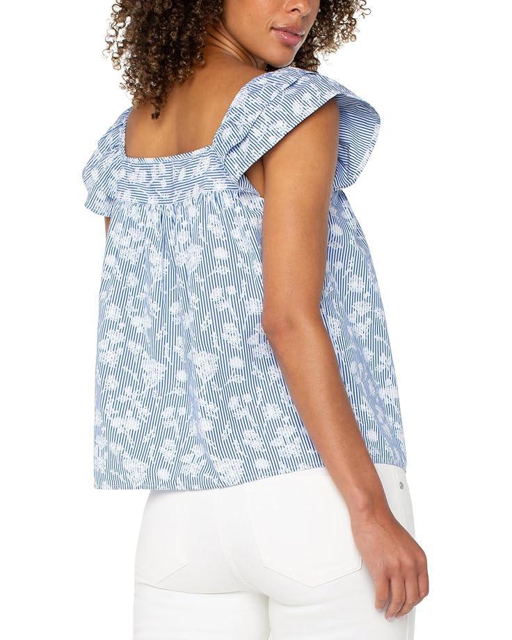 Women's Liverpool Los Angeles Short Sleeve Square Neck Woven Blouse Product Image