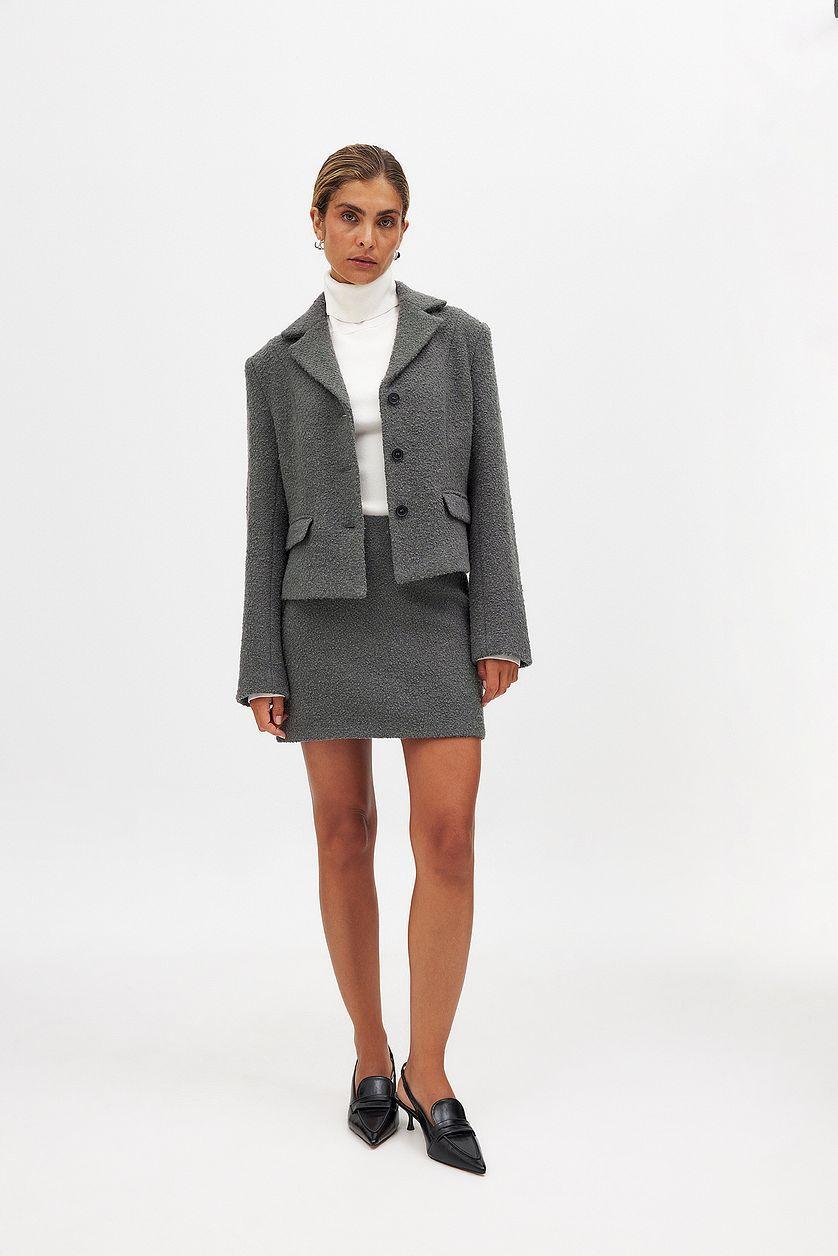 Wool Blend Short Blazer Grey Product Image