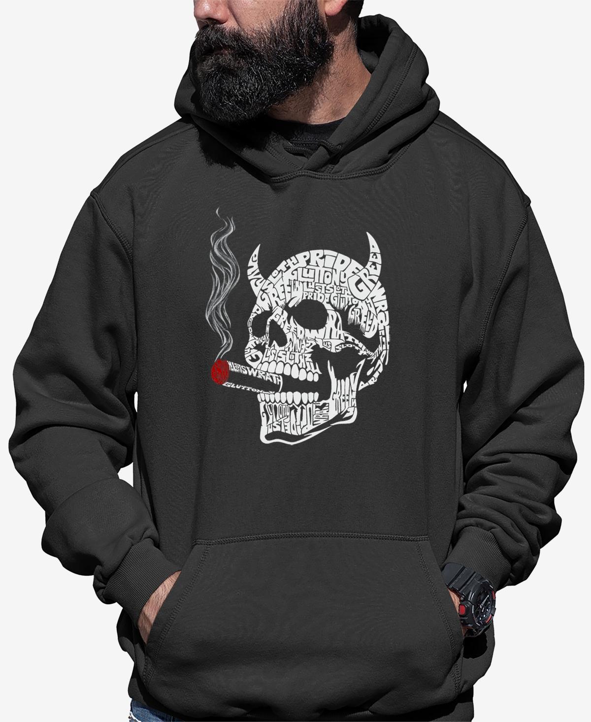 La Pop Art Mens 7 Deadly Sins Skull Word Art Hooded Sweatshirt Product Image