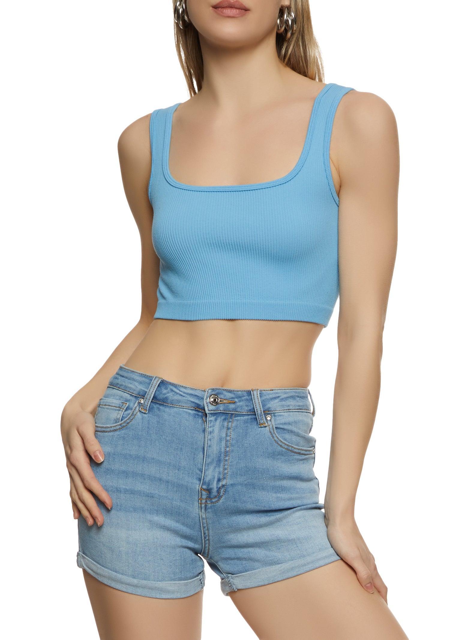 Womens Seamless Rib Knit Crop Top Product Image