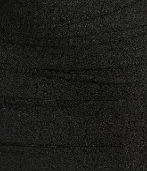 B. Darlin Strapless Illusion Bodice Lace Up Back Shirred Dress Product Image