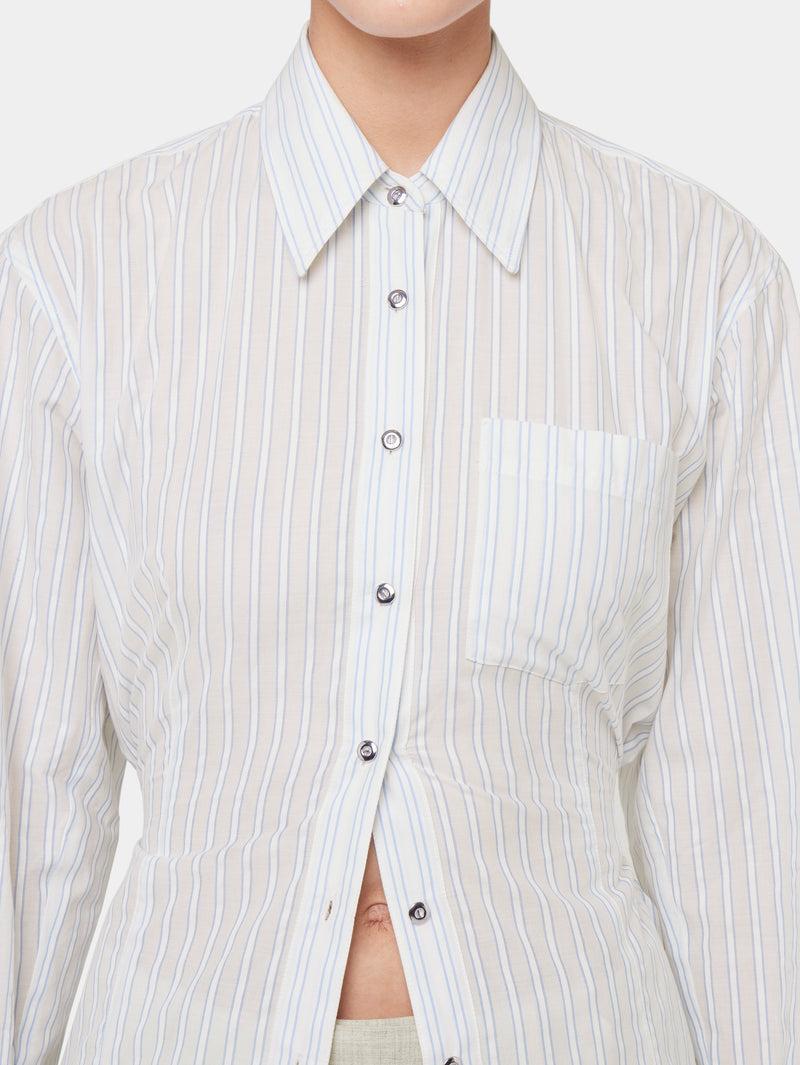 WHITE STRIPED SHIRT IN COTTON POPLIN Product Image