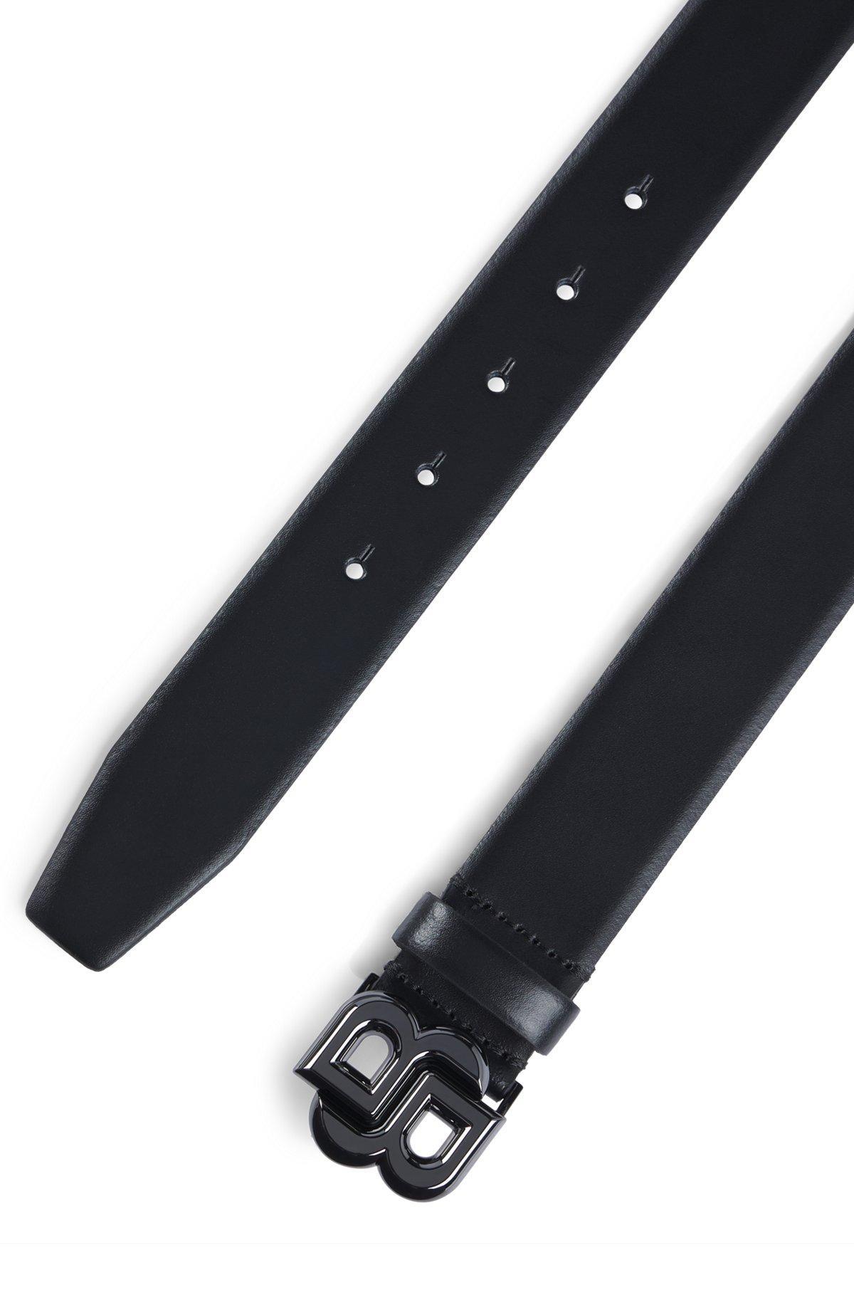 Italian-leather belt with Double B monogram buckle Product Image