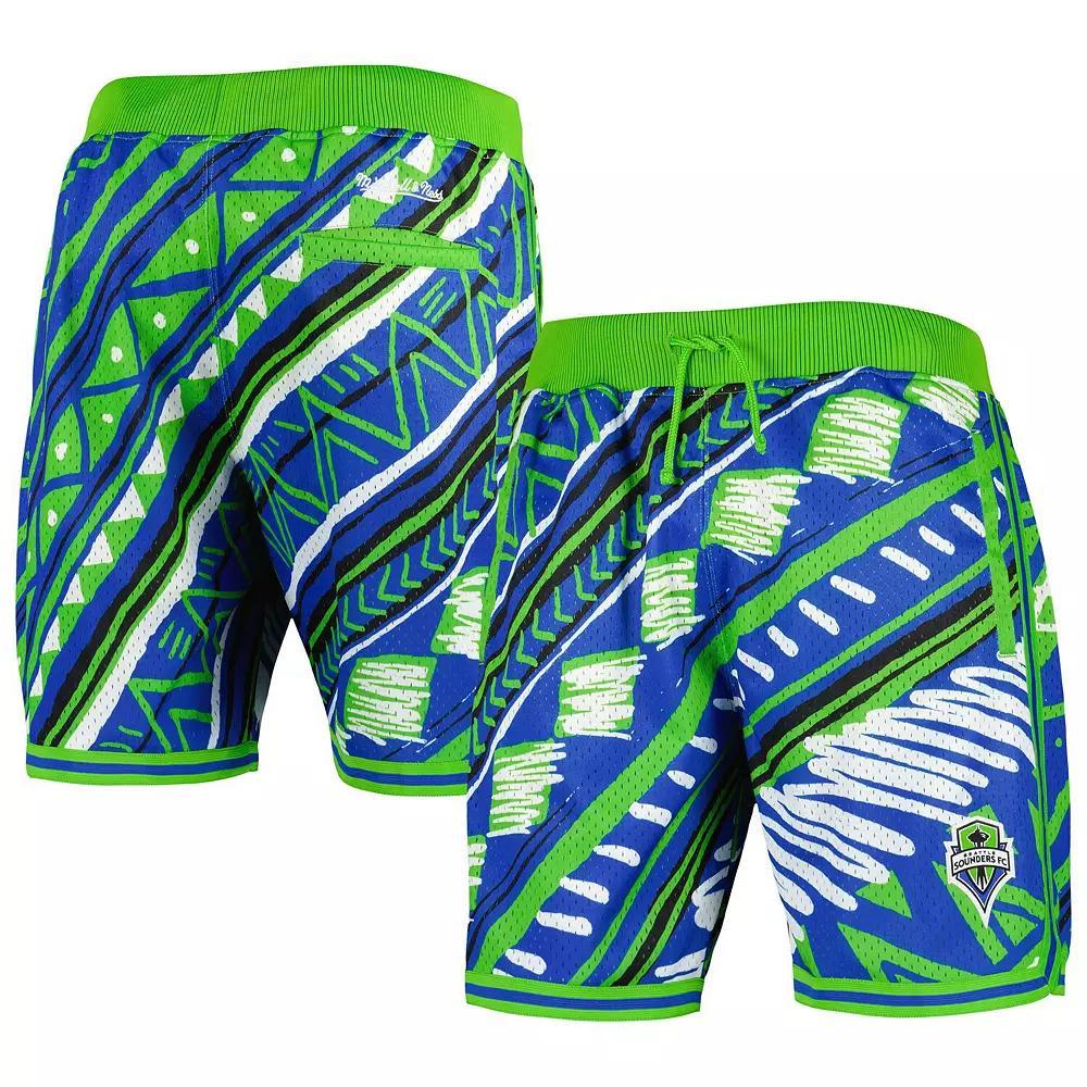 Men's Mitchell & Ness Blue Seattle Sounders FC Tribal Fashion Shorts,  Product Image