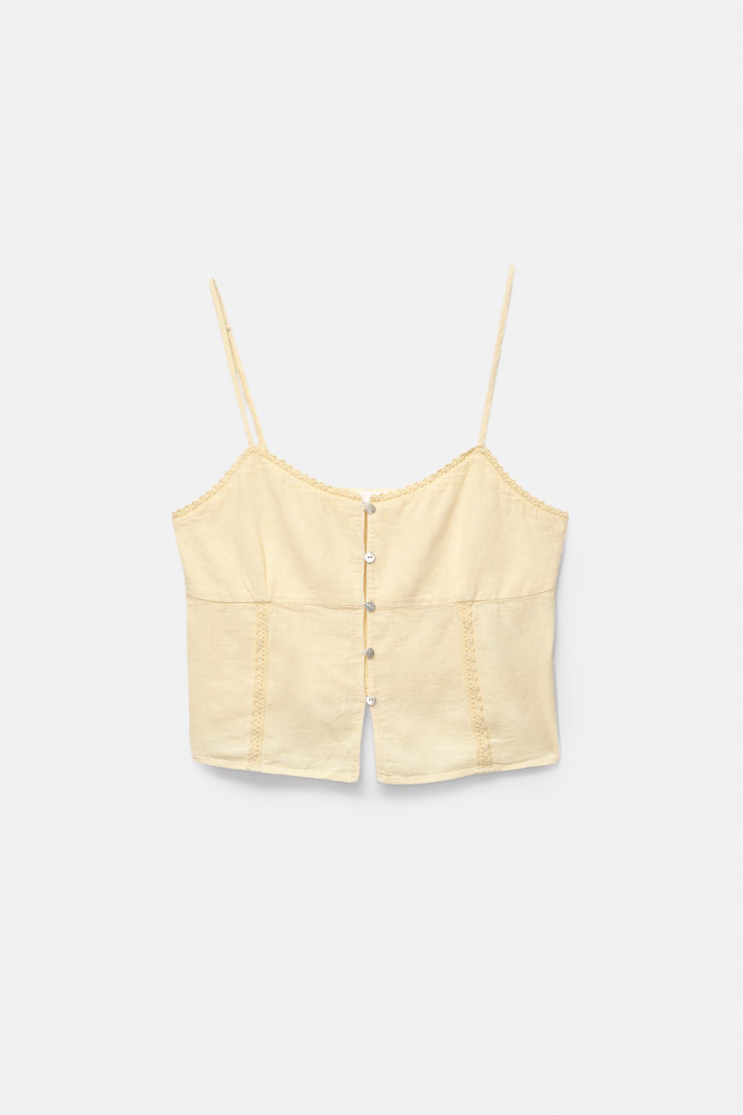 Lace-trimmed top with straps Product Image