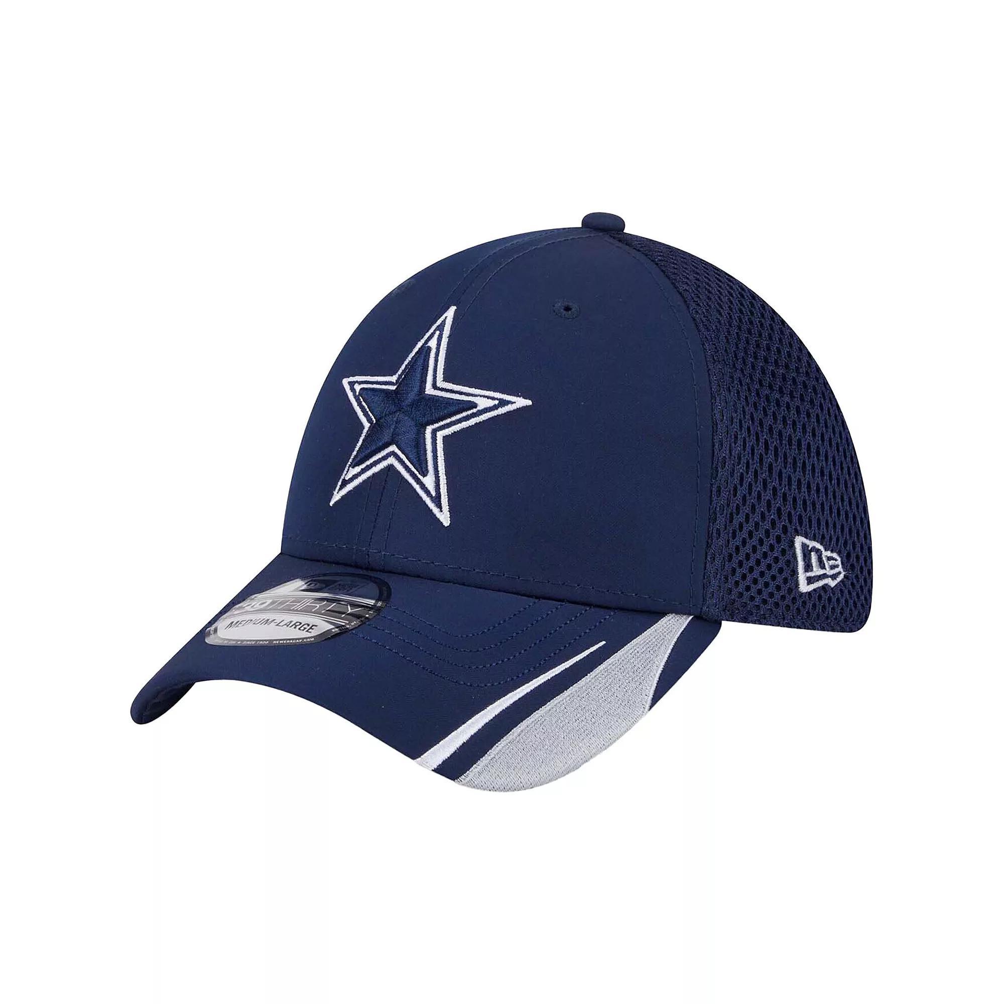 Men's New Era  Navy Dallas Cowboys Game Day Linear 39THIRTY Flex Hat, Size: Medium/Large, Blue Product Image