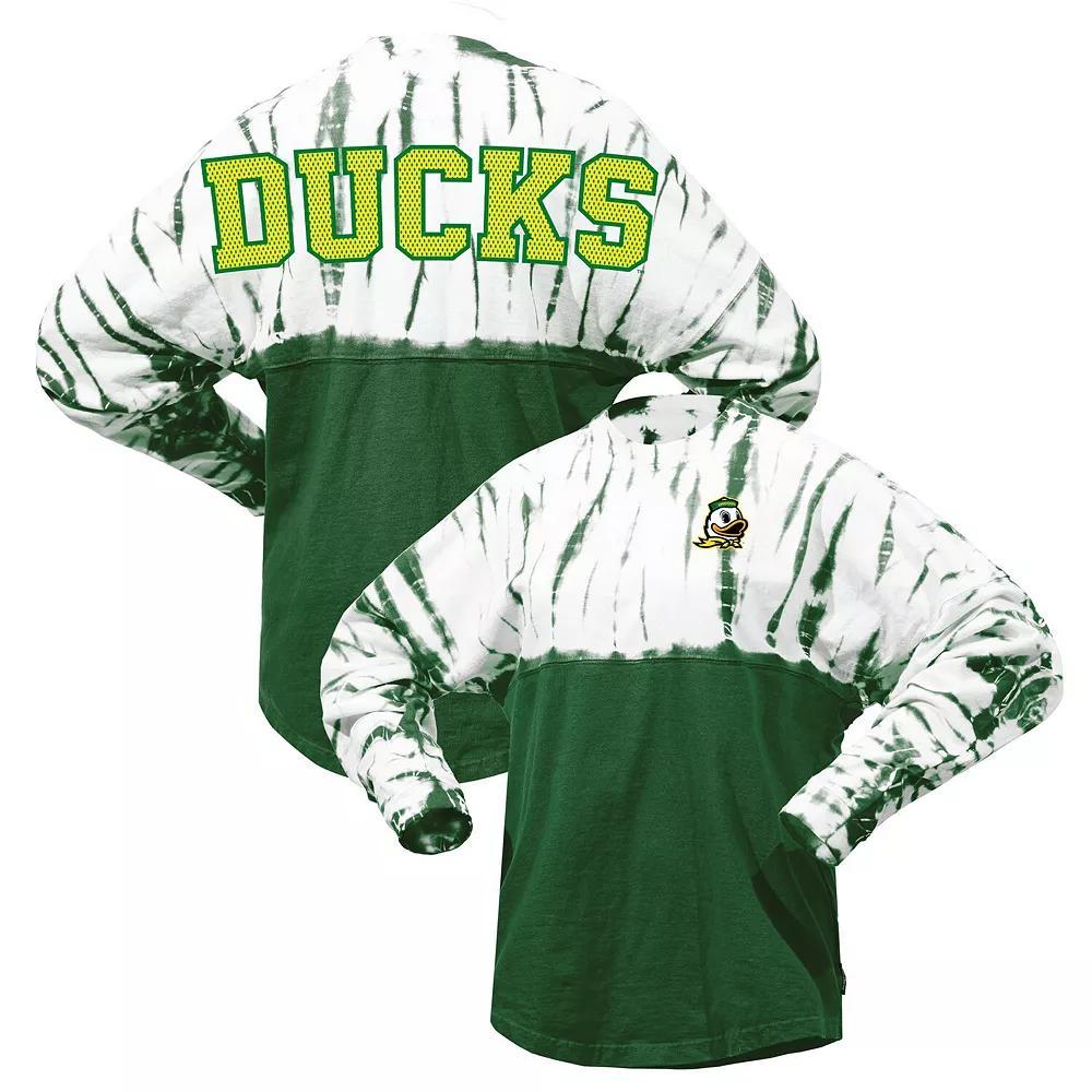 Women's Green Oregon Ducks Tie-Dye Long Sleeve Jersey T-Shirt, Size: XS Product Image