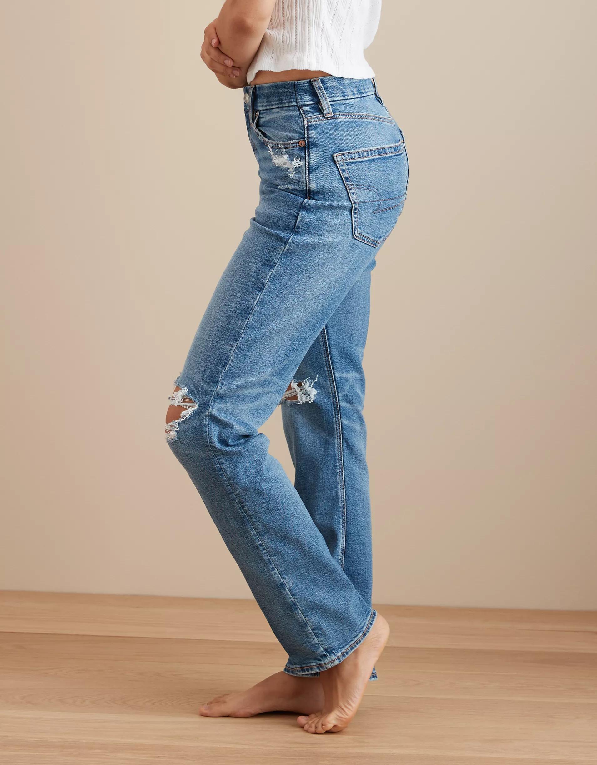 AE Stretch Curvy Ripped Straight Jean Product Image