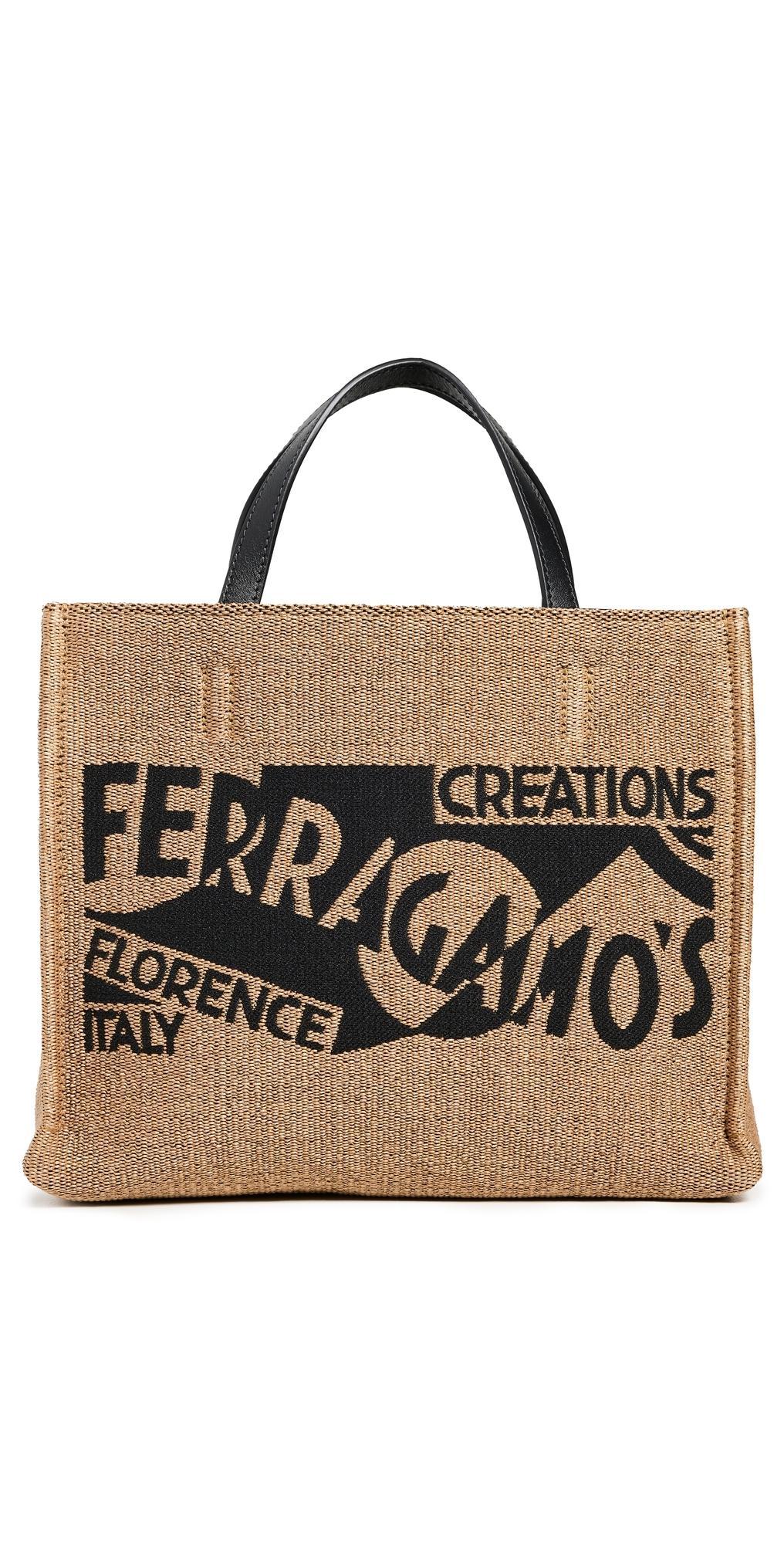 FERRAGAMO Tt Sign Small Tote Miele/nero Product Image