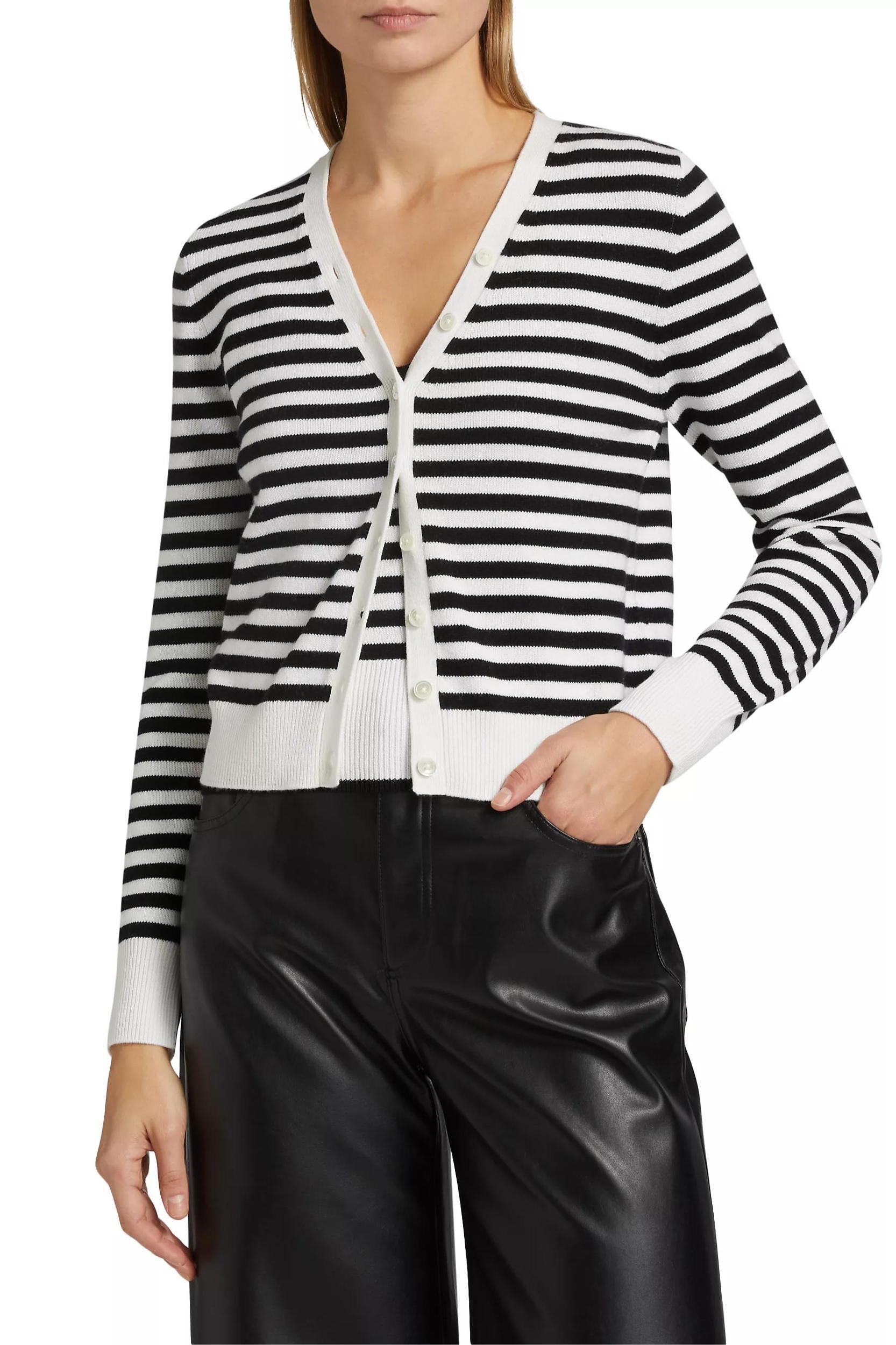 Santina Striped V-Neck Cardigan Product Image