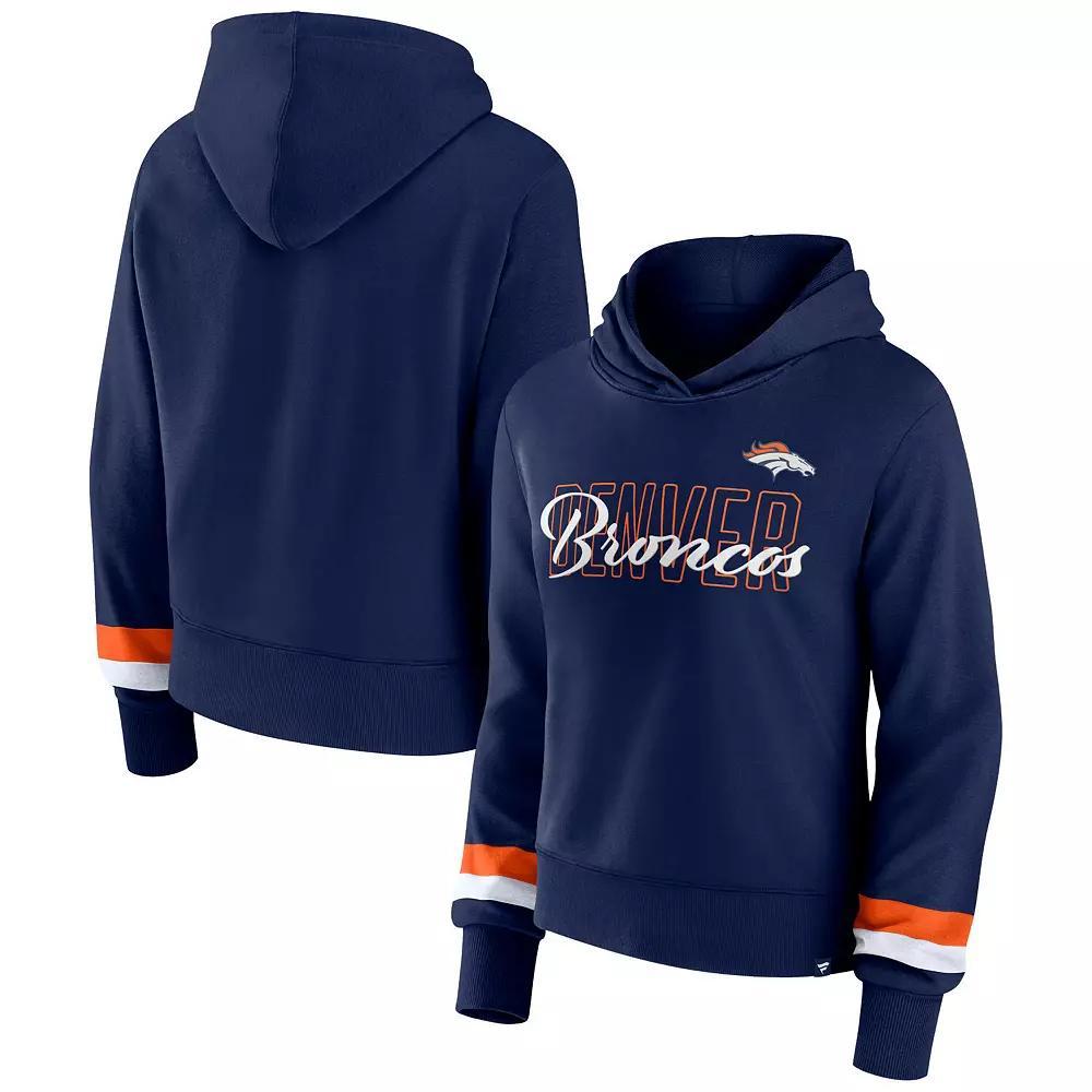 Women's Fanatics Branded Navy Denver Broncos Over Under Pullover Hoodie,  Product Image