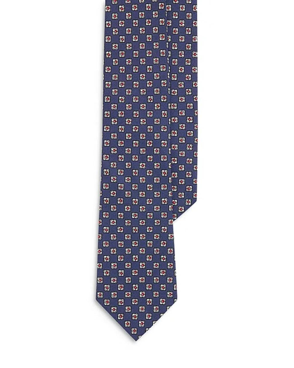 POLO RALPH LAUREN Printed Silk Twill Tie In Navy Product Image