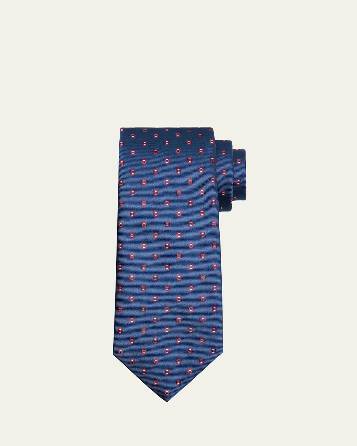 Mens Geometric Jacquard Silk Tie Product Image