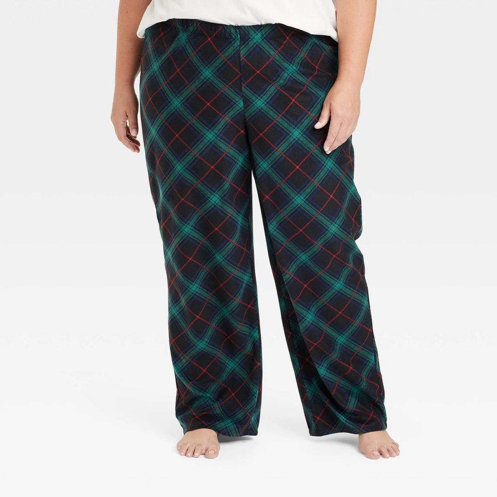 Womens Plaid Microfleece Holiday Matching Family Pajama Pants - Wondershop Black Product Image