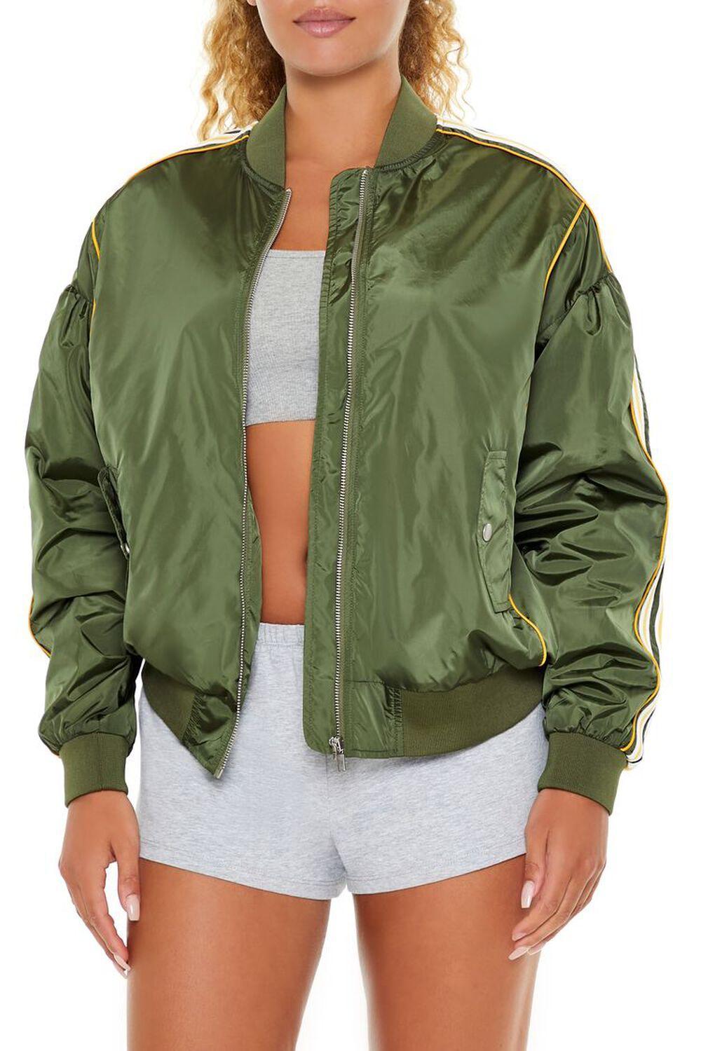 Varsity Zip-Up Bomber Jacket | Forever 21 Product Image