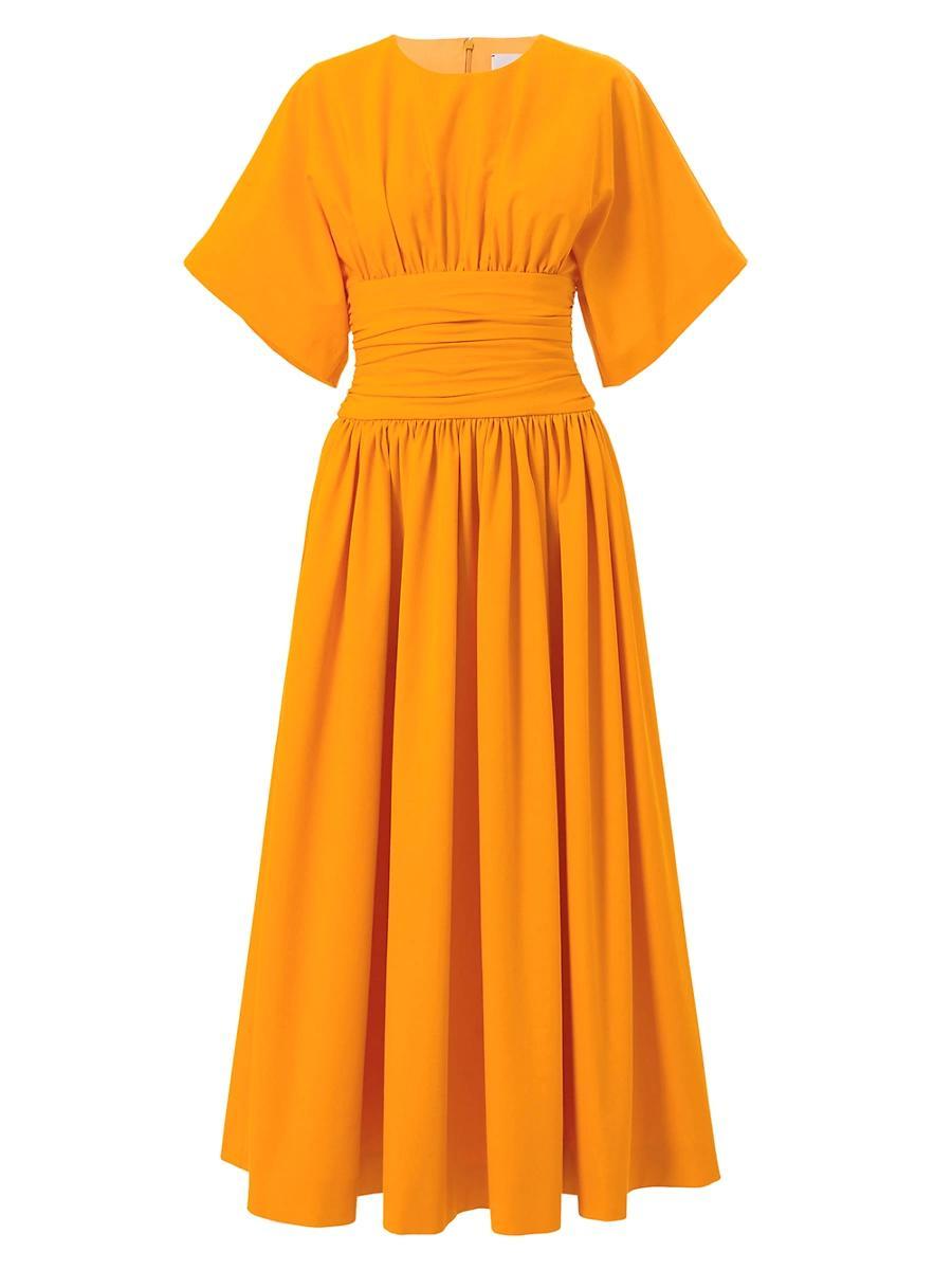 Womens Cotton-Blend Cummerbund Waist Midi-Dress Product Image