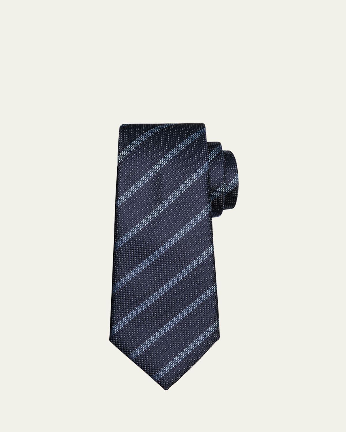 Mens Diagonal Stripe Silk Tie Product Image