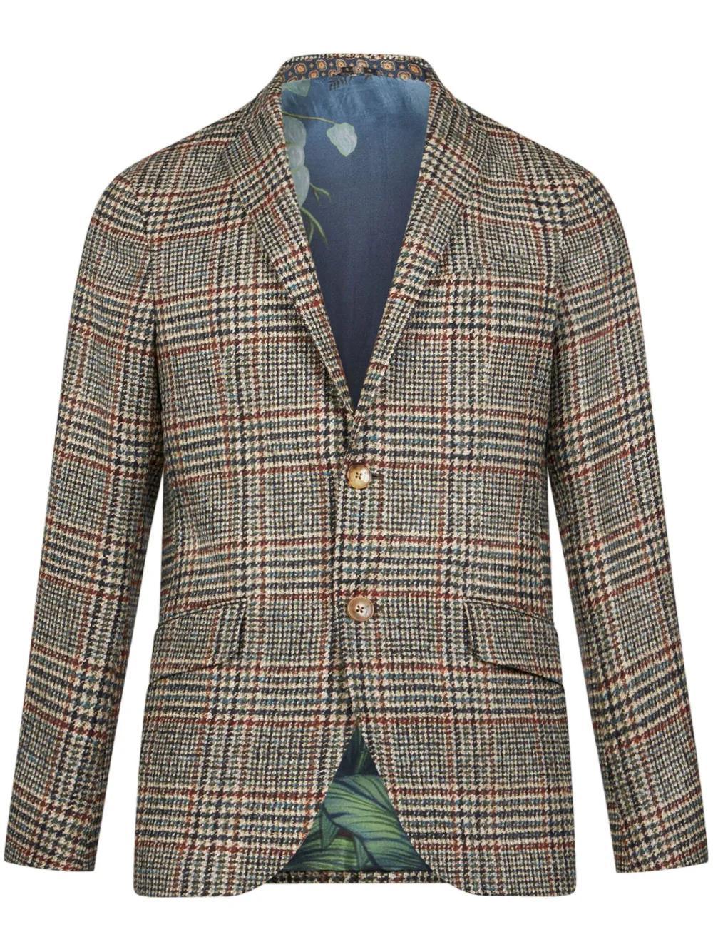 single-breasted tartan check blazer Product Image
