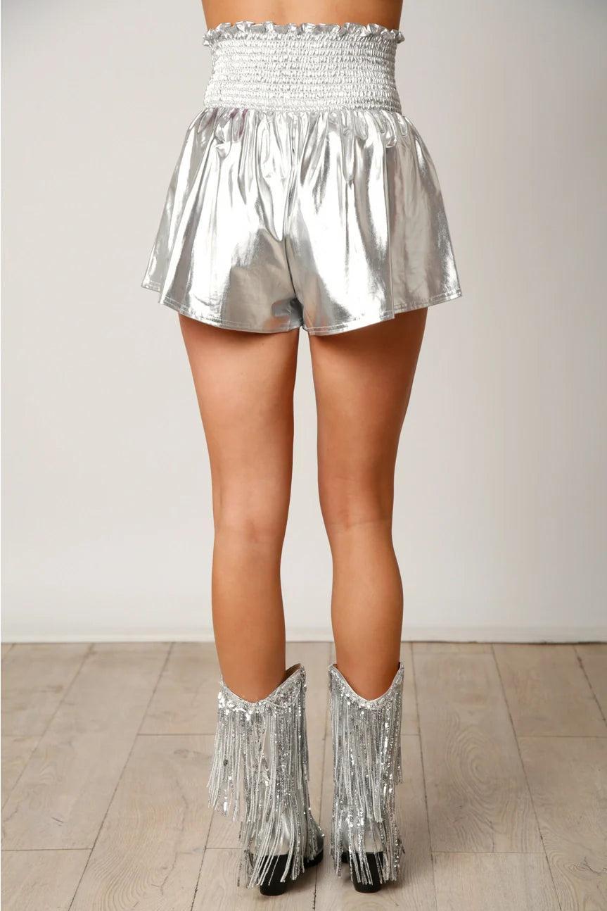 Smocked Metallic Shorts Product Image