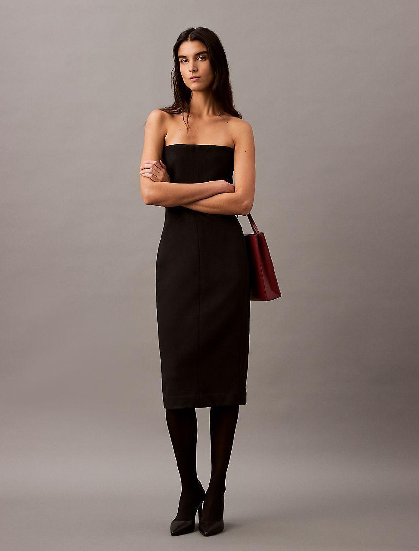 Brushed Wool Blend Strapless Dress Product Image