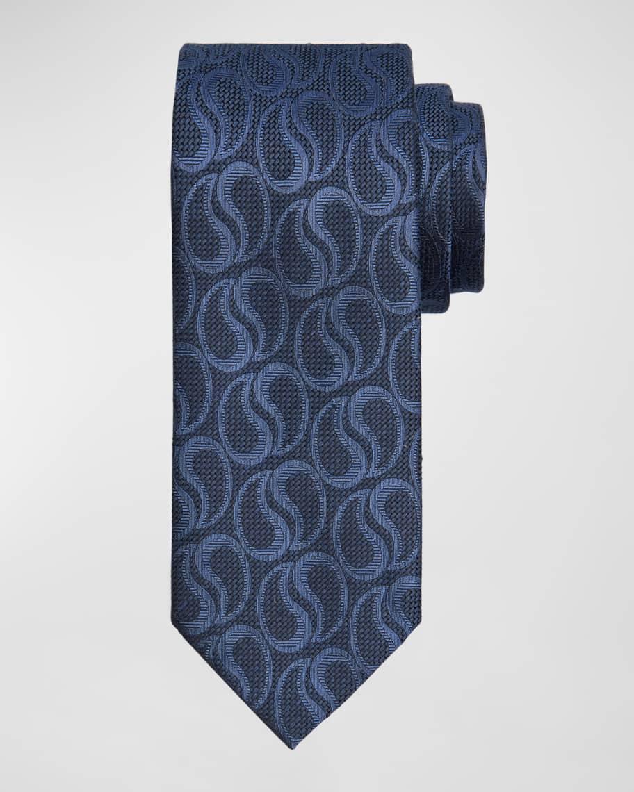 Mens Silk-Linen Jacquard Paisley Tie Product Image