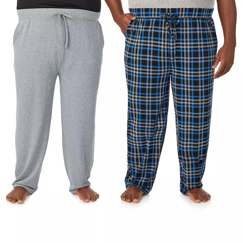 Big & Tall Cuddl Duds® 2-Pack French Terry Pajama Pants Set, Men's, Size: XXL Tall, Black Team Red Plaid Product Image