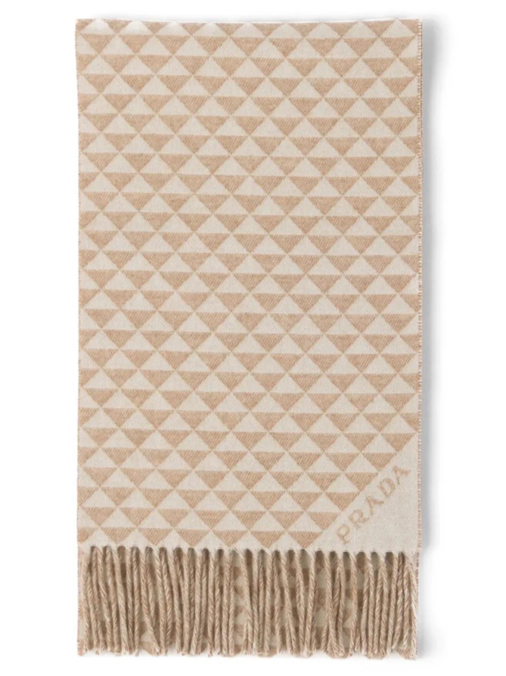 PRADA Wool And Cashmere Scarf In F0j34 Sabbia Bianco Product Image