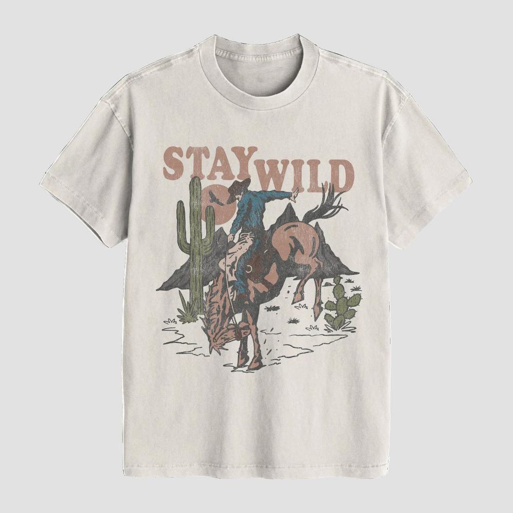 Mens Stay Wild Short Sleeve T-Shirt - Off-White Product Image