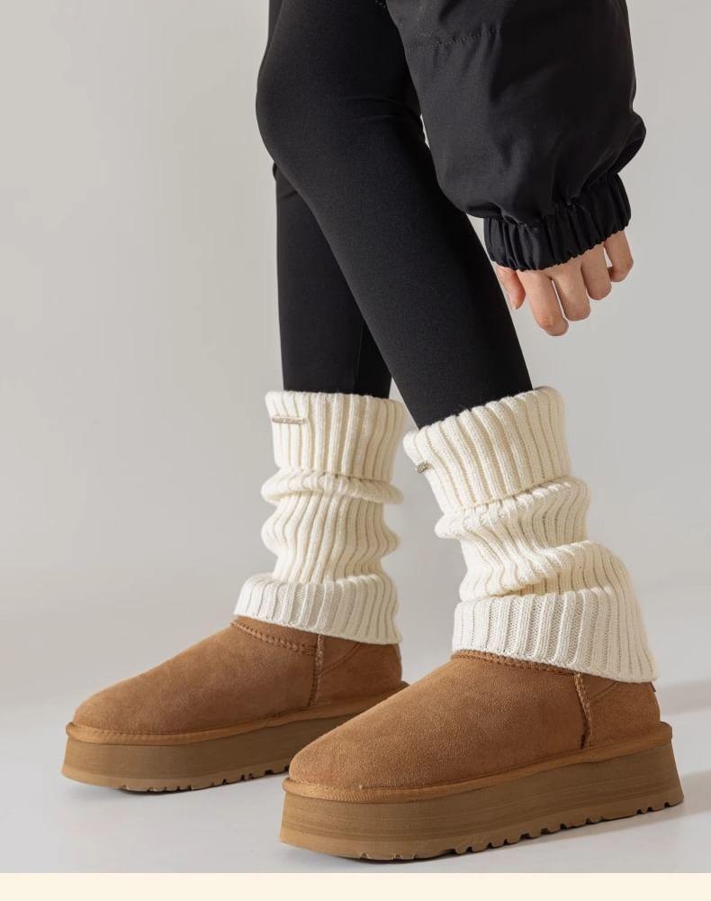 Plain Ribbed Knit Leg Warmers Product Image