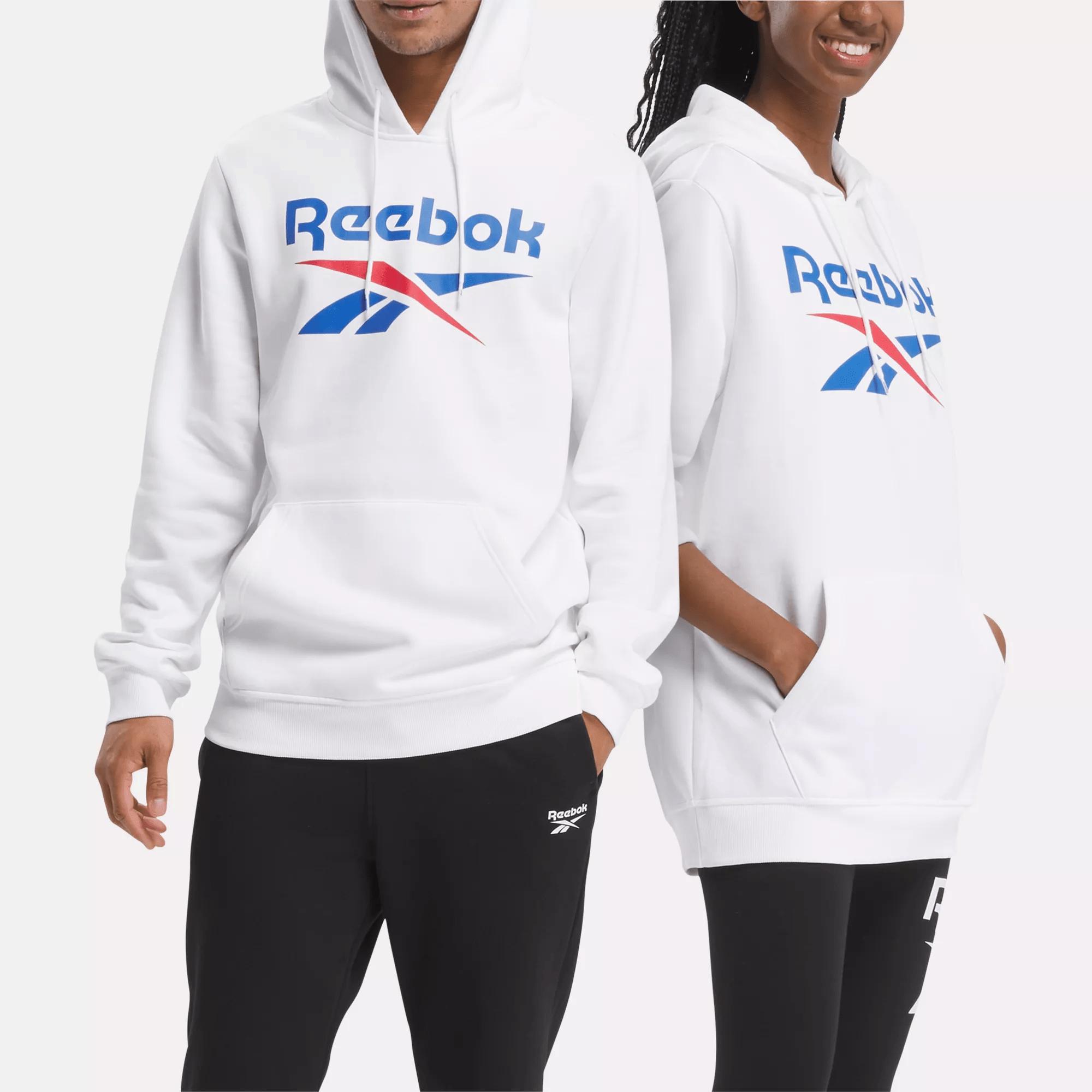 Men's Reebok Identity Fleece Stacked Logo Pullover Hoodie Male Product Image