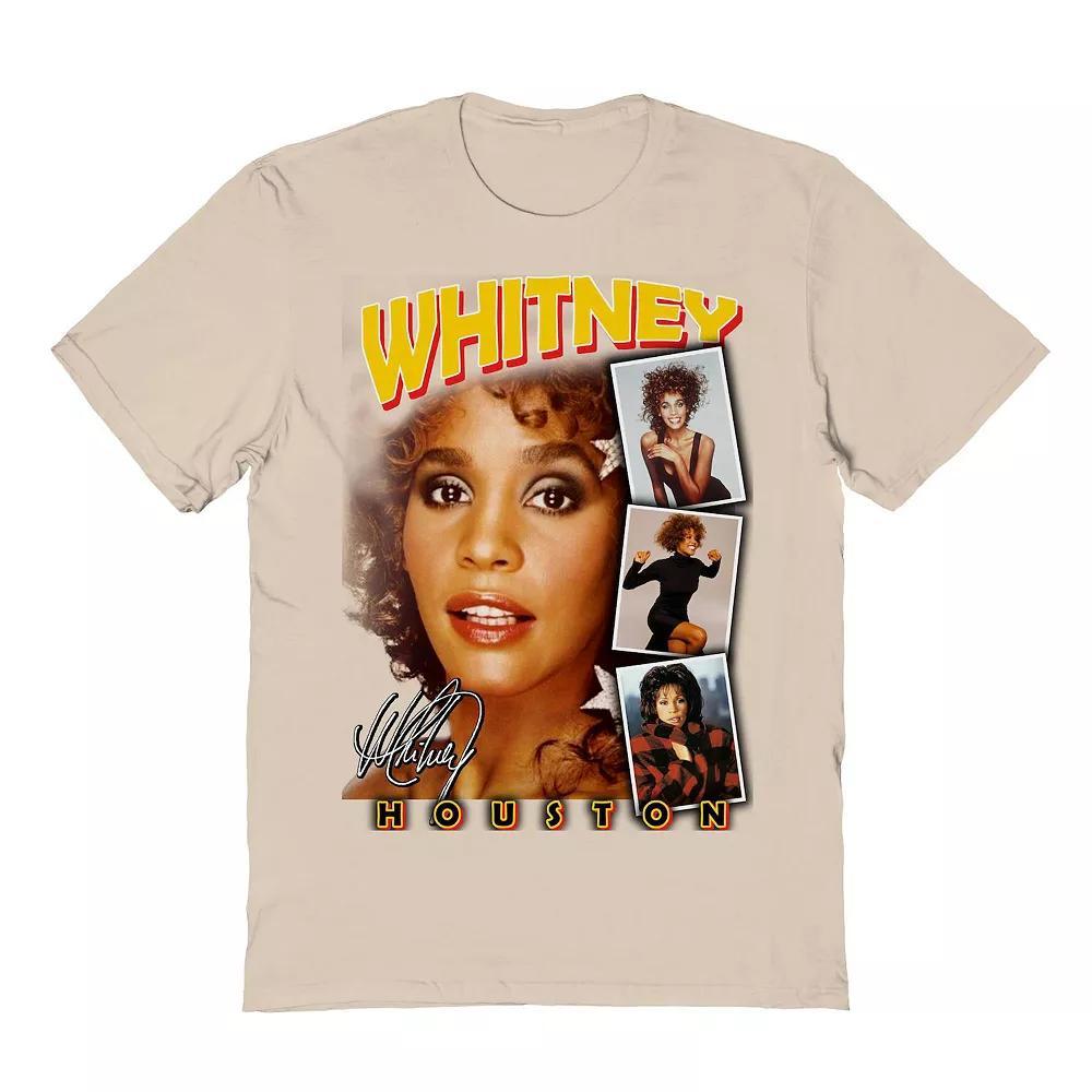 Men's Whitney Houston Photo Collage Graphic Tee, Size: Small, Gold Product Image