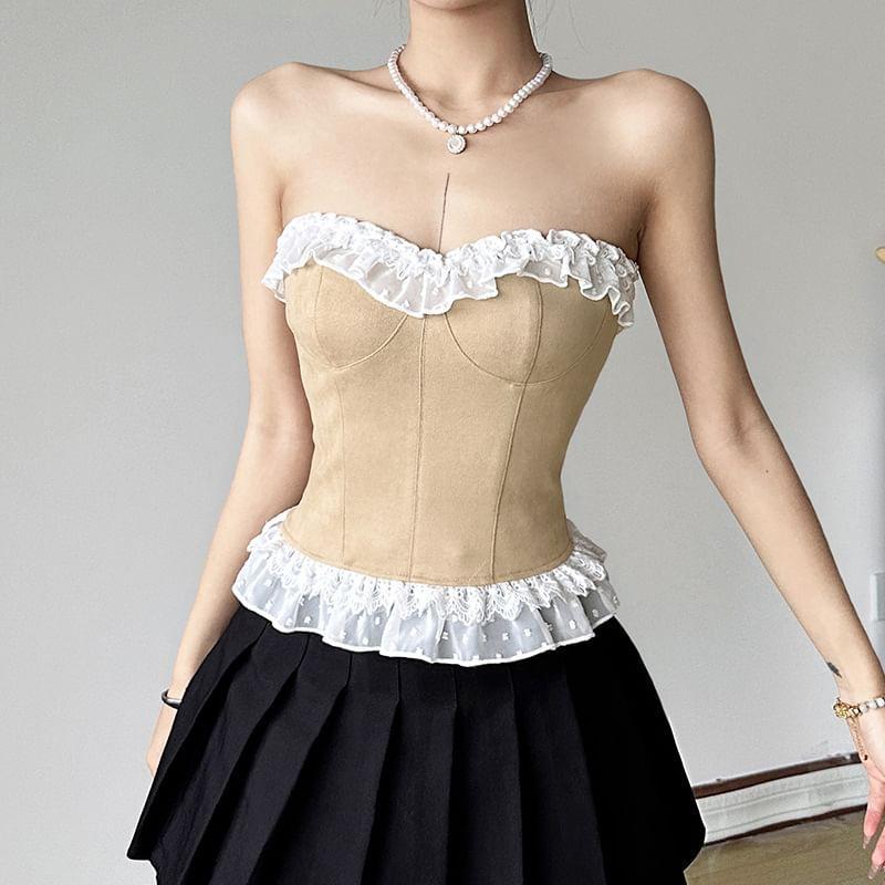 Lace-Trim Color-Block Tube Top Product Image