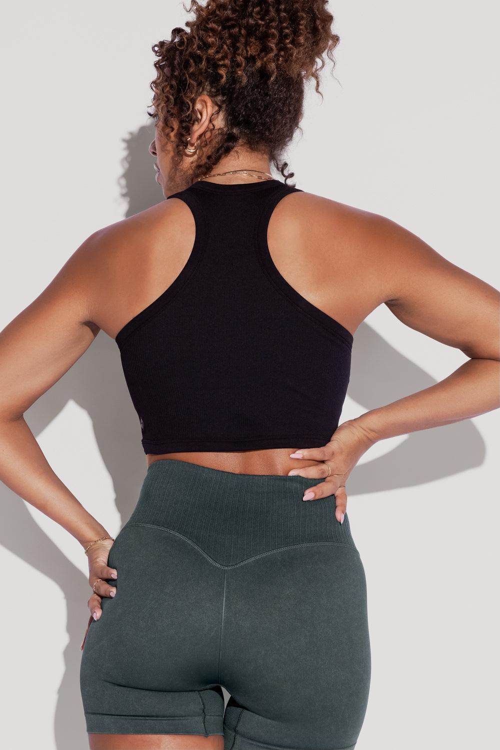 Let's Go Seamless Crop Top - Black Product Image