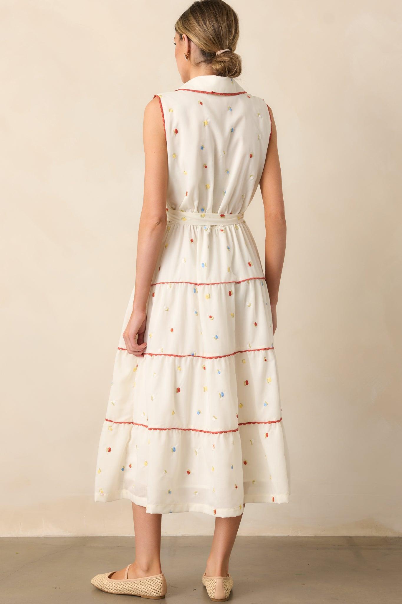 Sunlit Soirée Ivory Floral Collared Maxi Dress Product Image
