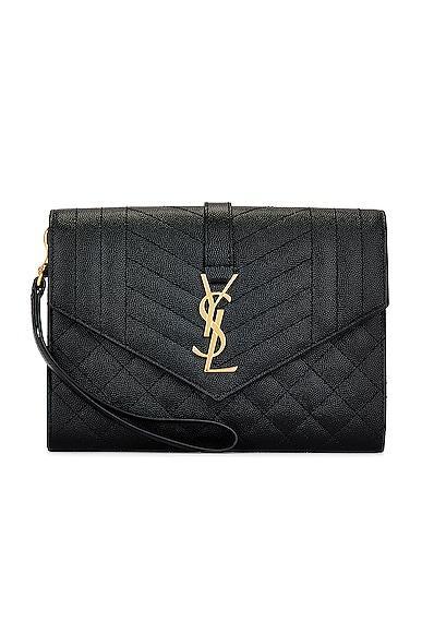 Saint Laurent Envelope Flap Pouch in Black Product Image