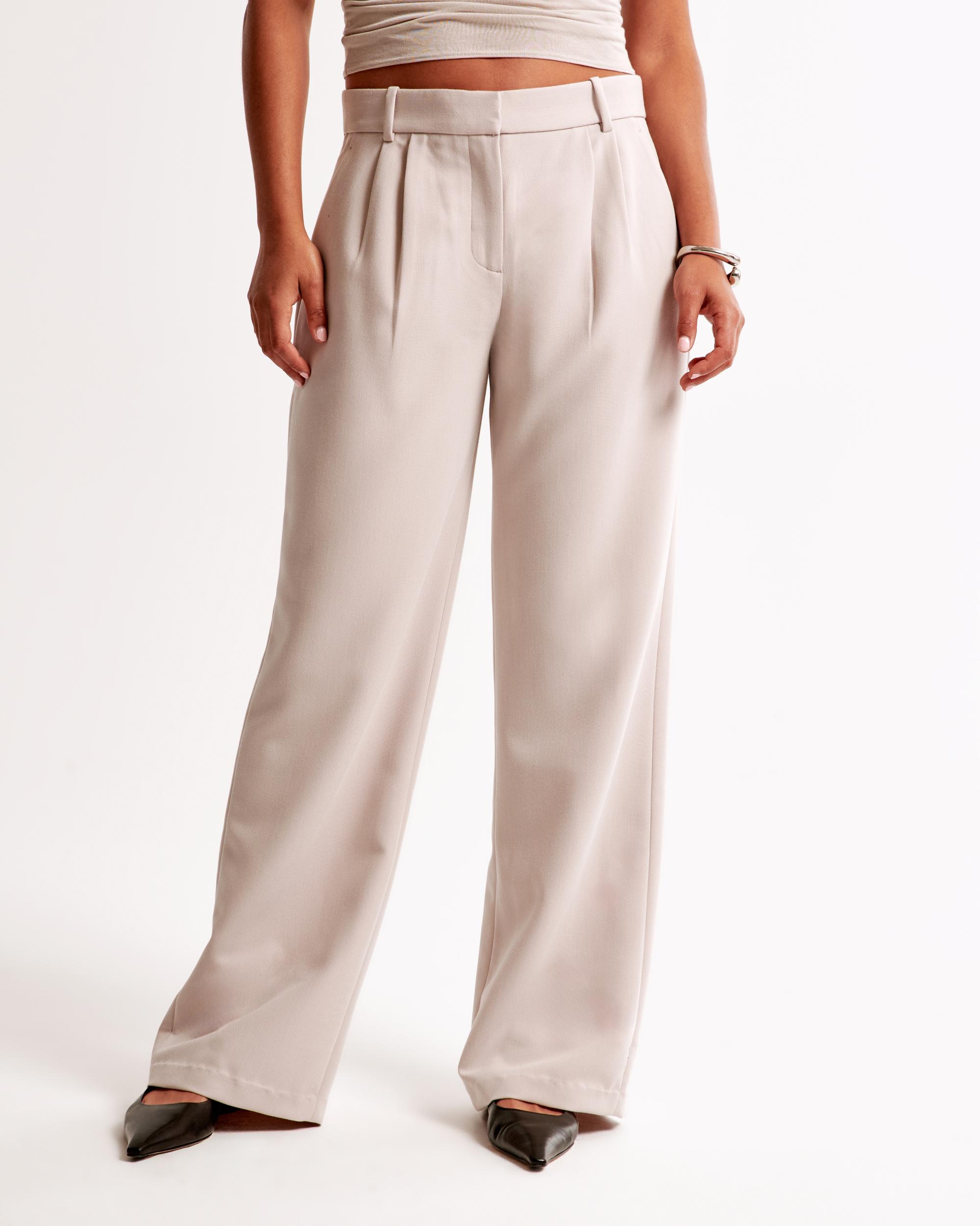 Curve Love A&F Sloane Low Rise Tailored Wide Leg Pant Product Image