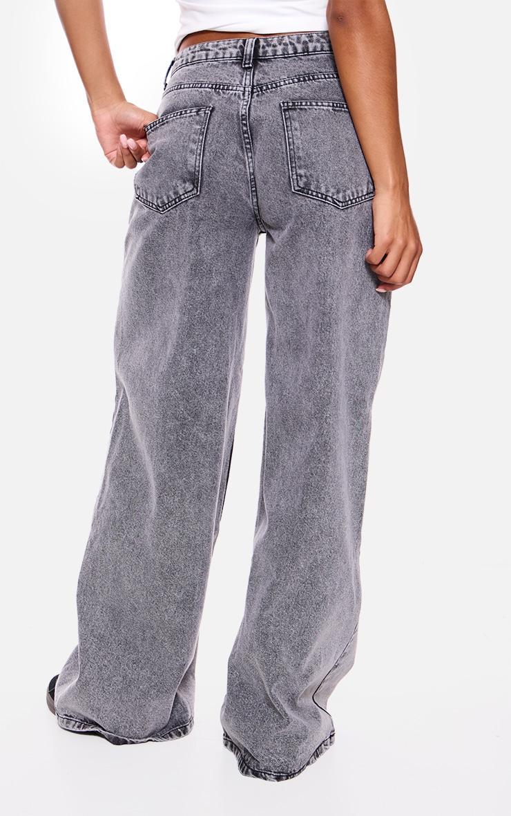 Washed Grey Baggy Long Leg Extreme Wide Leg Jeans Product Image