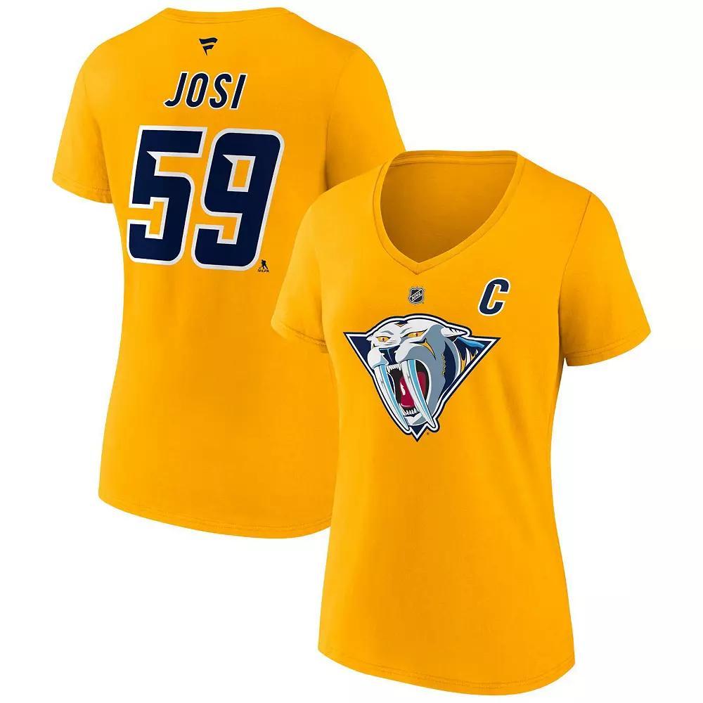 Women's Fanatics Branded Roman Josi Yellow Nashville Predators Special Edition 2.0 Name & Number V-Neck T-Shirt,  Product Image