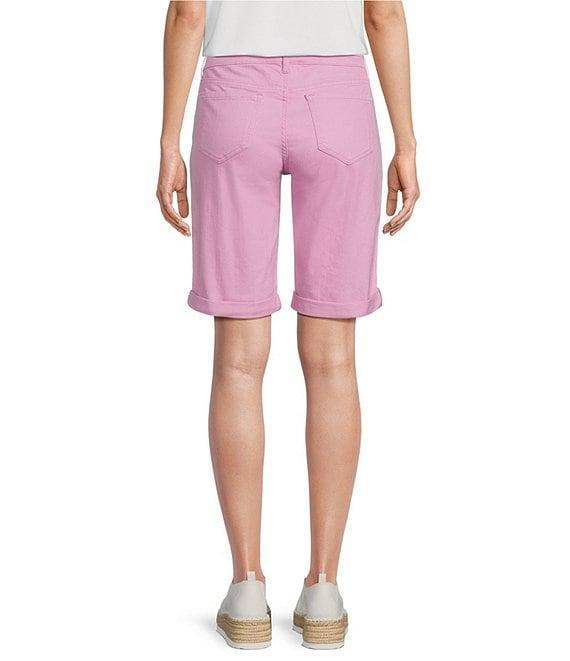 Code Bleu Stretch Denim Soho High Rise Stacked Waist Double Button Bermuda Shorts Product Image