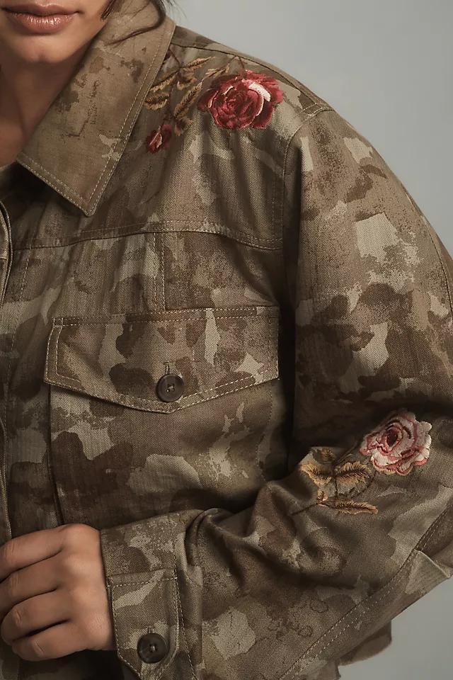 By Anthropologie Embroidered Camo Utility Jacket Product Image