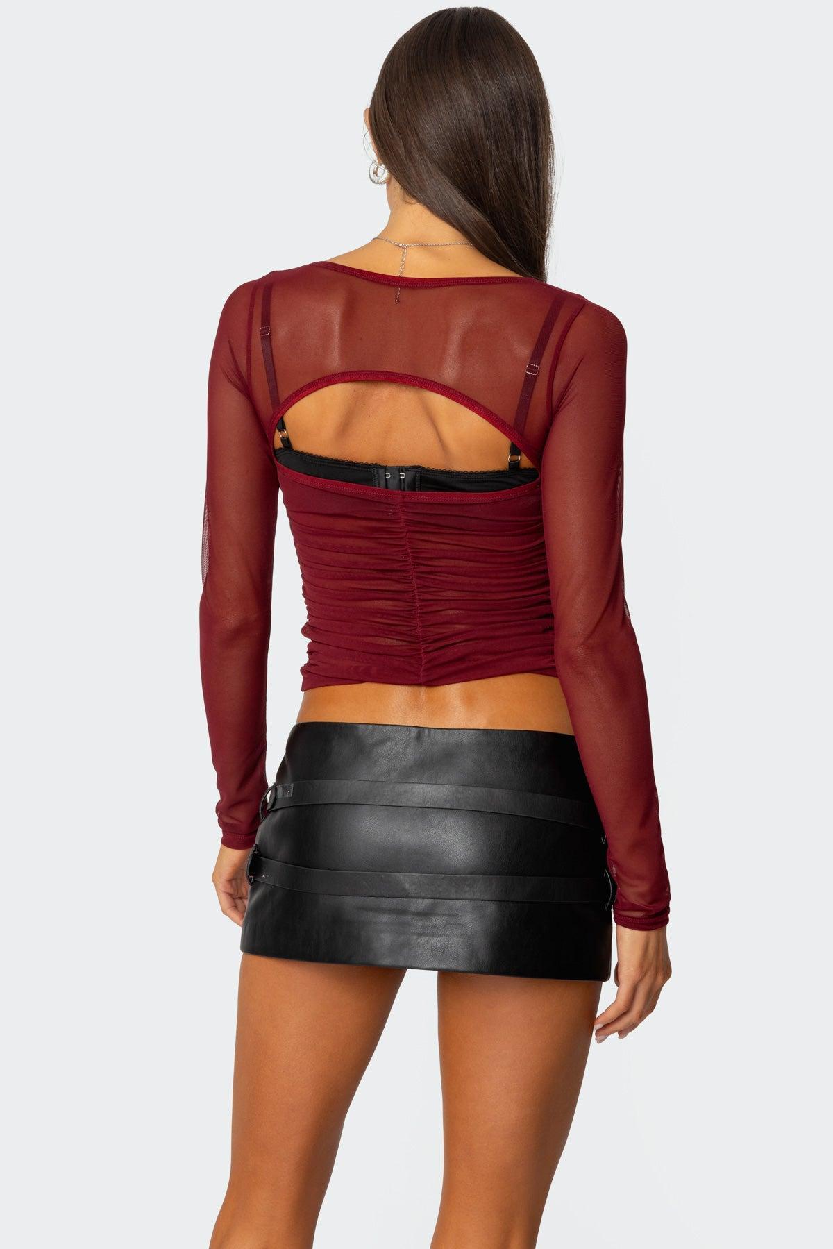 Tristina Ruched Mesh Bra Top Product Image