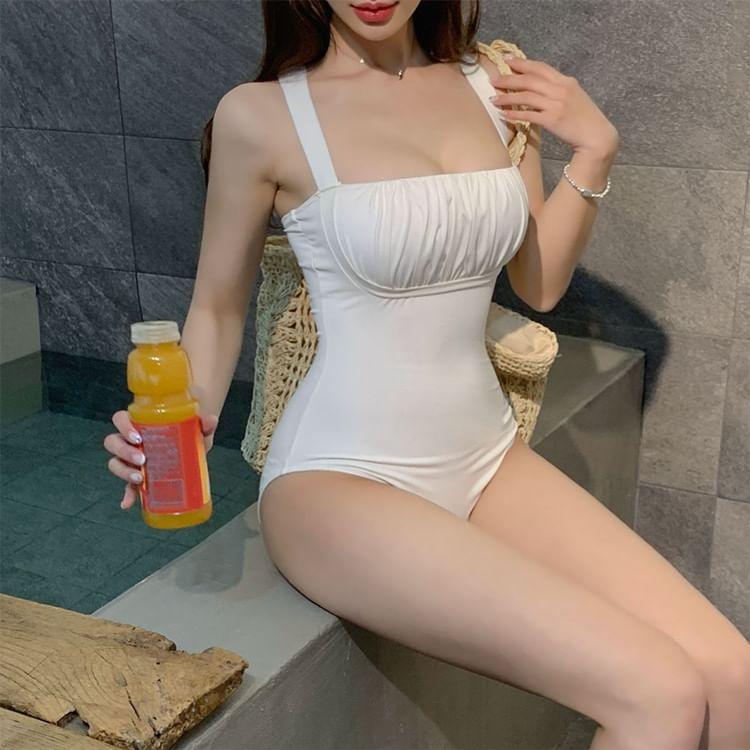 Plain Ruched Swimsuit Product Image