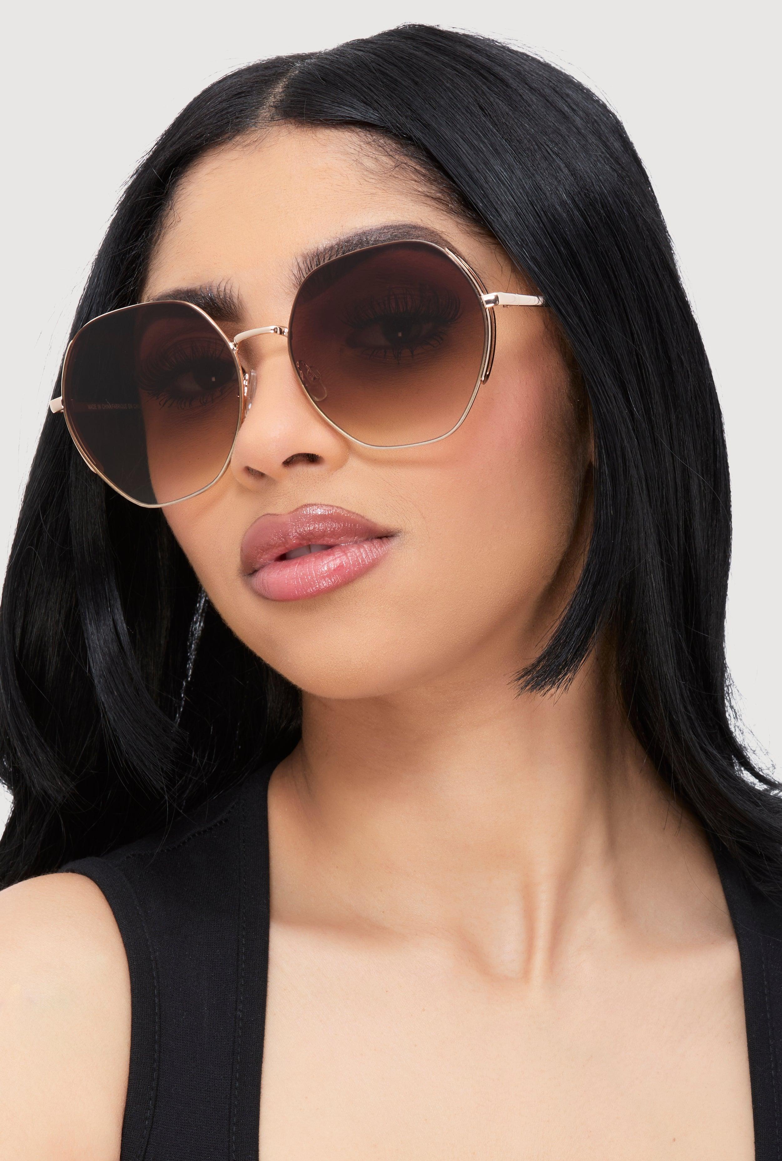 Ombre Geometric Lens Sunglasses Female Product Image