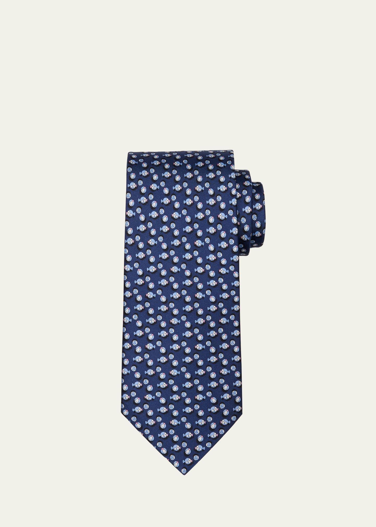 Mens Fish-Print Silk Tie Product Image