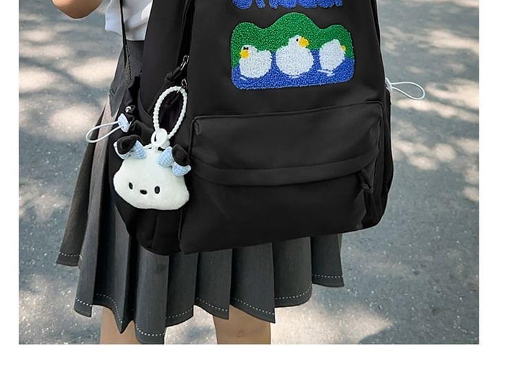 Duck Embroidered Nylon Laptop Backpack / Bag Charm / Set Product Image