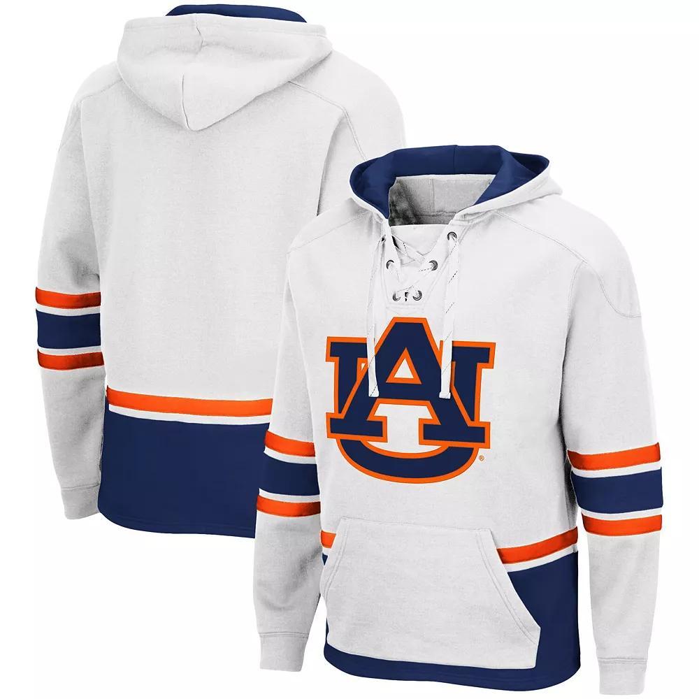 Men's Colosseum White Auburn Tigers Lace Up 3.0 Pullover Hoodie, Size: Medium Product Image