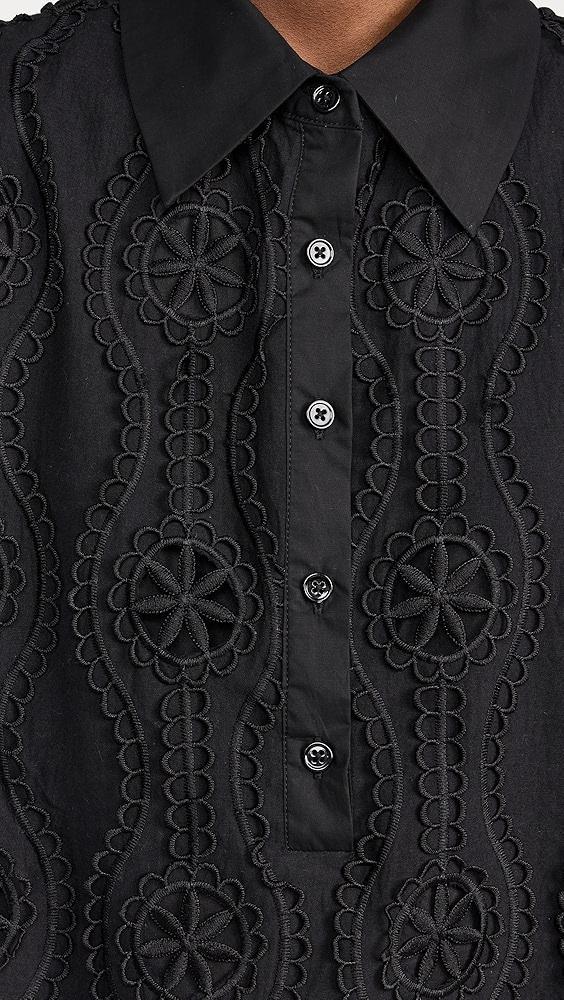 English Factory Scallop Embroidered Cotton Mini Shirt Dress | Shopbop Product Image