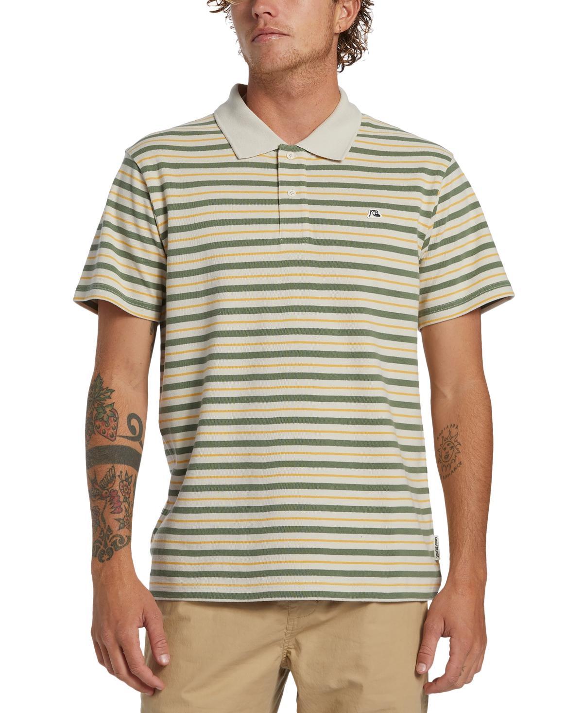 Quiksilver Mens Dna Cotton Mixed-Stripe Polo Shirt Product Image